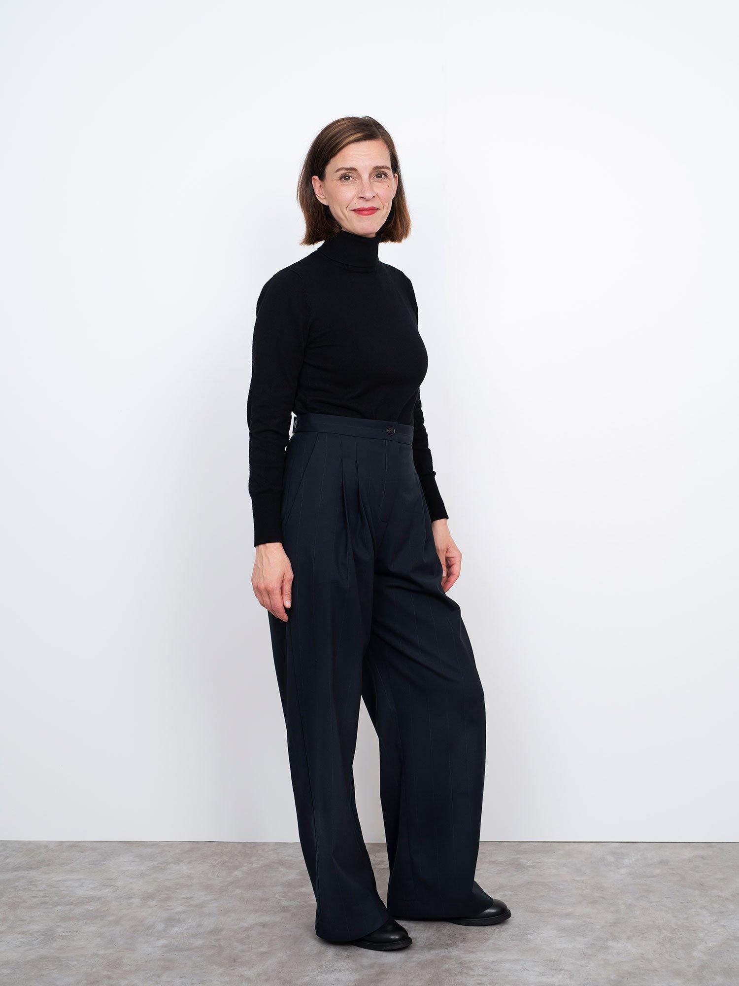 High waist pant with darts  side tabs  TRISTAN